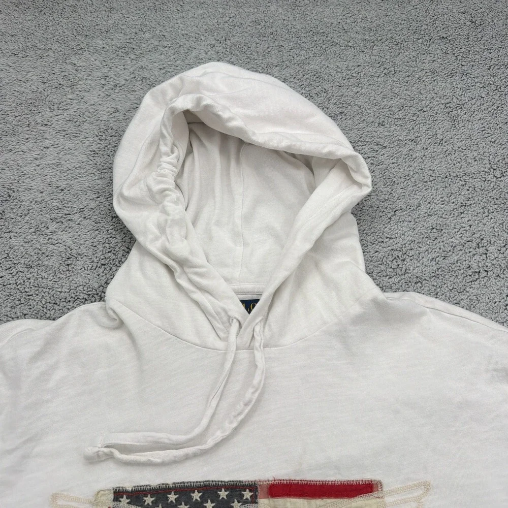 Polo Ralph Lauren Shirt Mens Medium White USA Flag Patriot Liberty Eagle Hoodie